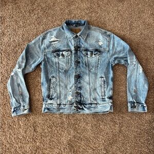 American Eagle Distressed Denim Jacket Medium Wash Size Small